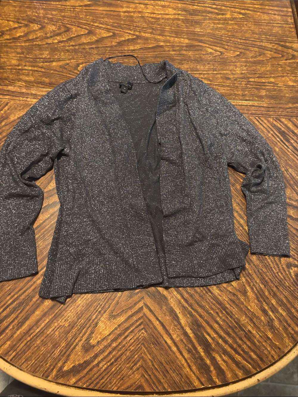 Worthington Metallic Open-Front Cardigan - Silver Gray